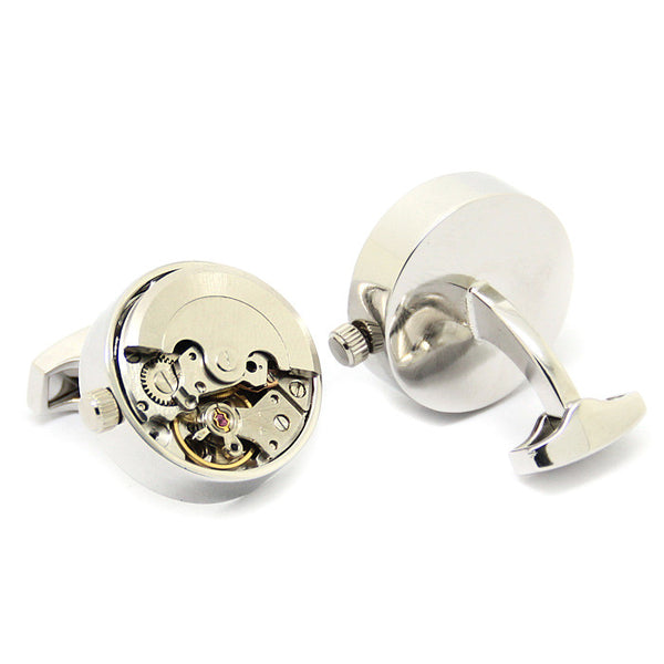 Modalooks-Tourbillon-Watch-Movement-Cufflink-Stainless-Steel-White-Gold-Plated-Back-View