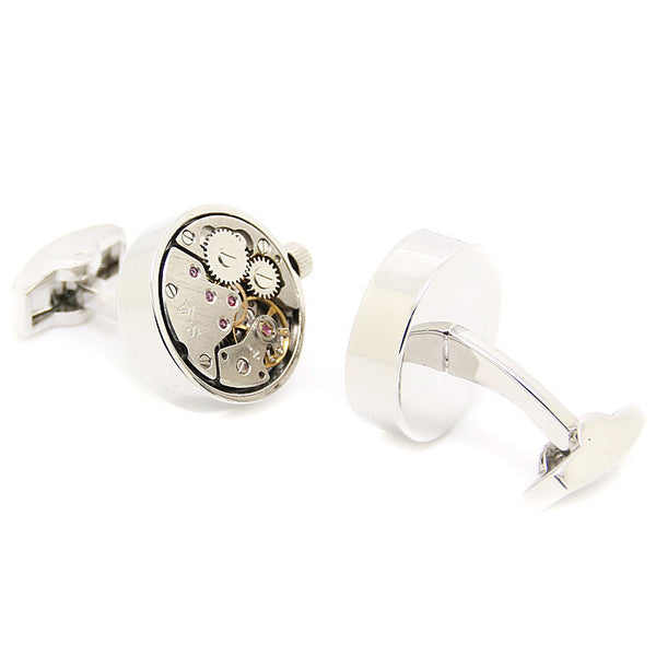 Modalooks-Tourbillon-Watch-Movement-Cufflink-Stainless-Steel-White-Gold-Plated-Back-View