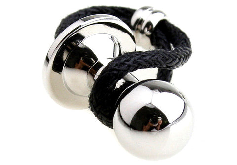 Modalooks-Semi-Casual-Loop-Cufflinks-Black-Silver-Close-Up